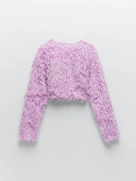 Zara Sweaters - Zara Feather Effect Purple Long Sleeve Sweater Top